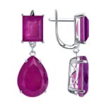 Silver earrings with synthetic stones