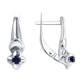 Rhodium-plated silver earrings with synthetic stones