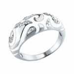 Silver ring with synthetic stones and enamel