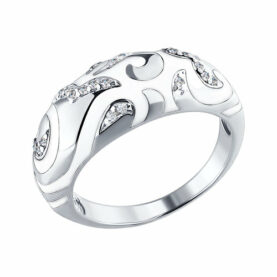 Silver ring with synthetic stones and enamel
