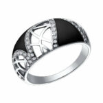 Silver ring with synthetic stones and enamel