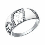 Silver ring with synthetic stones and enamel