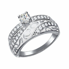 Silver ring with synthetic stones and enamel