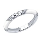Silver ring with synthetic stones and enamel
