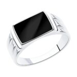 Rhodium-plated silver ring with enamel