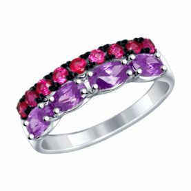 Silver ring with semi-precious stones