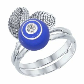 Silver ring with synthetic stones and enamel