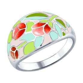 Silver ring with enamel