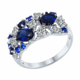 Silver ring with synthetic stones