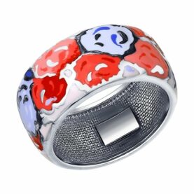 Silver ring with enamel