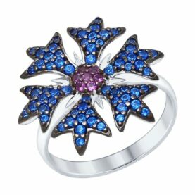 Silver ring with synthetic stones