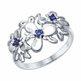 Silver ring with synthetic stones