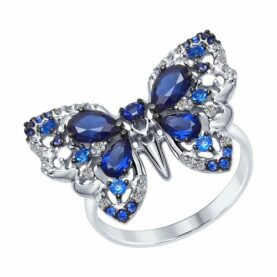 Silver ring with synthetic stones