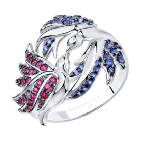 Silver ring with synthetic stones
