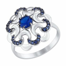 Silver ring with synthetic stones