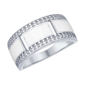 Silver ring with synthetic stones and enamel
