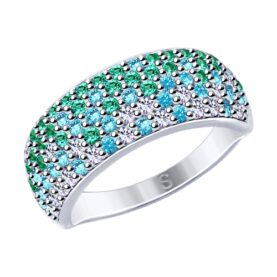 Silver ring with synthetic stones