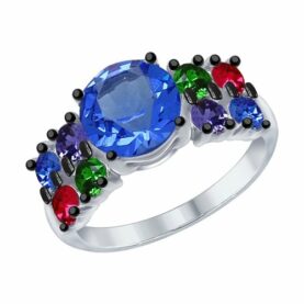 Серебряное кольцо с кристаллом Swarovski