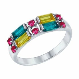 Серебряное кольцо с кристаллом Swarovski