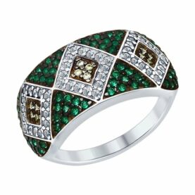 Silver ring with synthetic stones