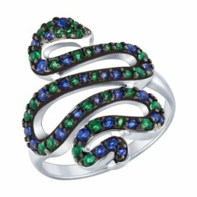 Silver ring with synthetic stones