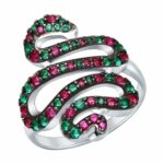 Silver ring with semi-precious stones