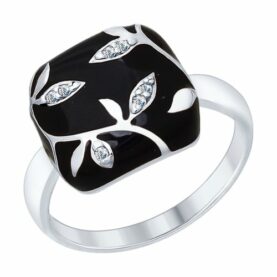Silver ring with synthetic stones and enamel