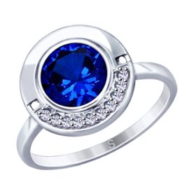 Серебряное кольцо с синтетическими камнями