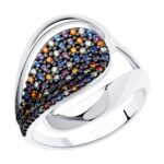 Silver ring with synthetic stones