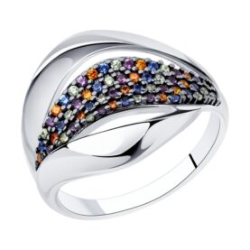 Silver ring with synthetic stones