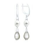 Серьги из серебра с синтетическим жемчугом