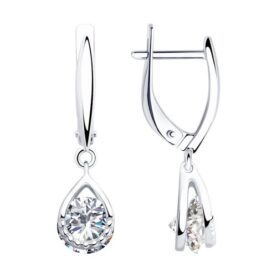 Silver earrings with synthetic stones