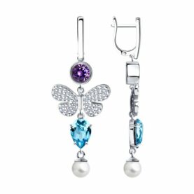 Silver earrings with pearls