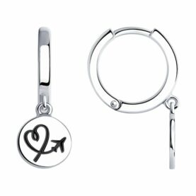Silver earrings with an enamel