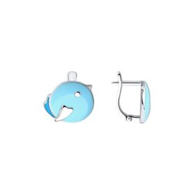 Silver earrings with an enamel