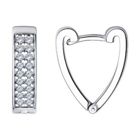 Rhodium-plated silver earrings with synthetic stones