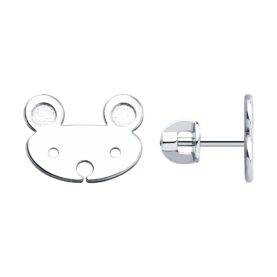 Rhodium-plated silver earrings