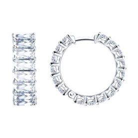 Silver earrings with synthetic stones