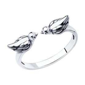 Rhodium-plated silver ring
