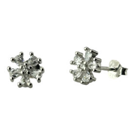 Silver earrings-studs with synthetic stones