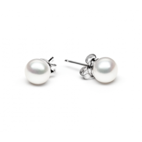 Silver earrings-studs with pearls