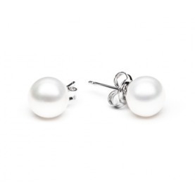 Silver earrings-studs with pearls