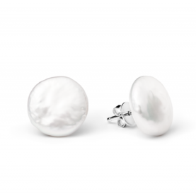 Silver earrings-studs with pearls