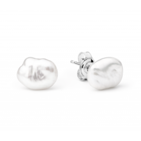 Silver earrings-studs with pearls