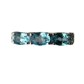 Silver ring with Swiss topazes and synthetic stones