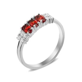 Silver ring with garnets and synthetic stones