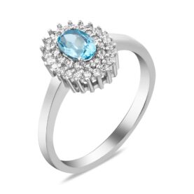 Silver ring with Swiss topazes and synthetic stones