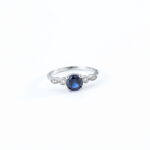 Silver ring with nano sapphires and synthetic stones