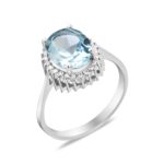 Silver ring with Sky topazes and synthetic stones