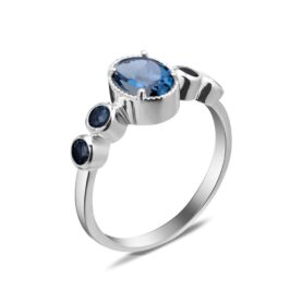 Silver ring with London topaz